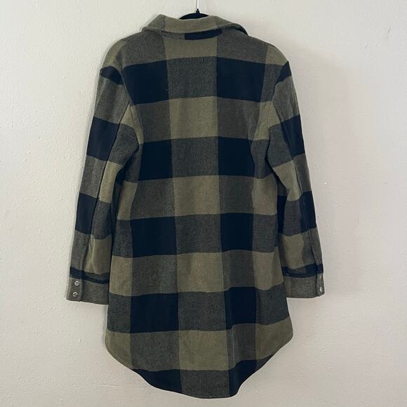 Steve Madden Women’s Plaid Long Shacket Jacket Coat Olive Green Black Size M - Picture 3 of 6